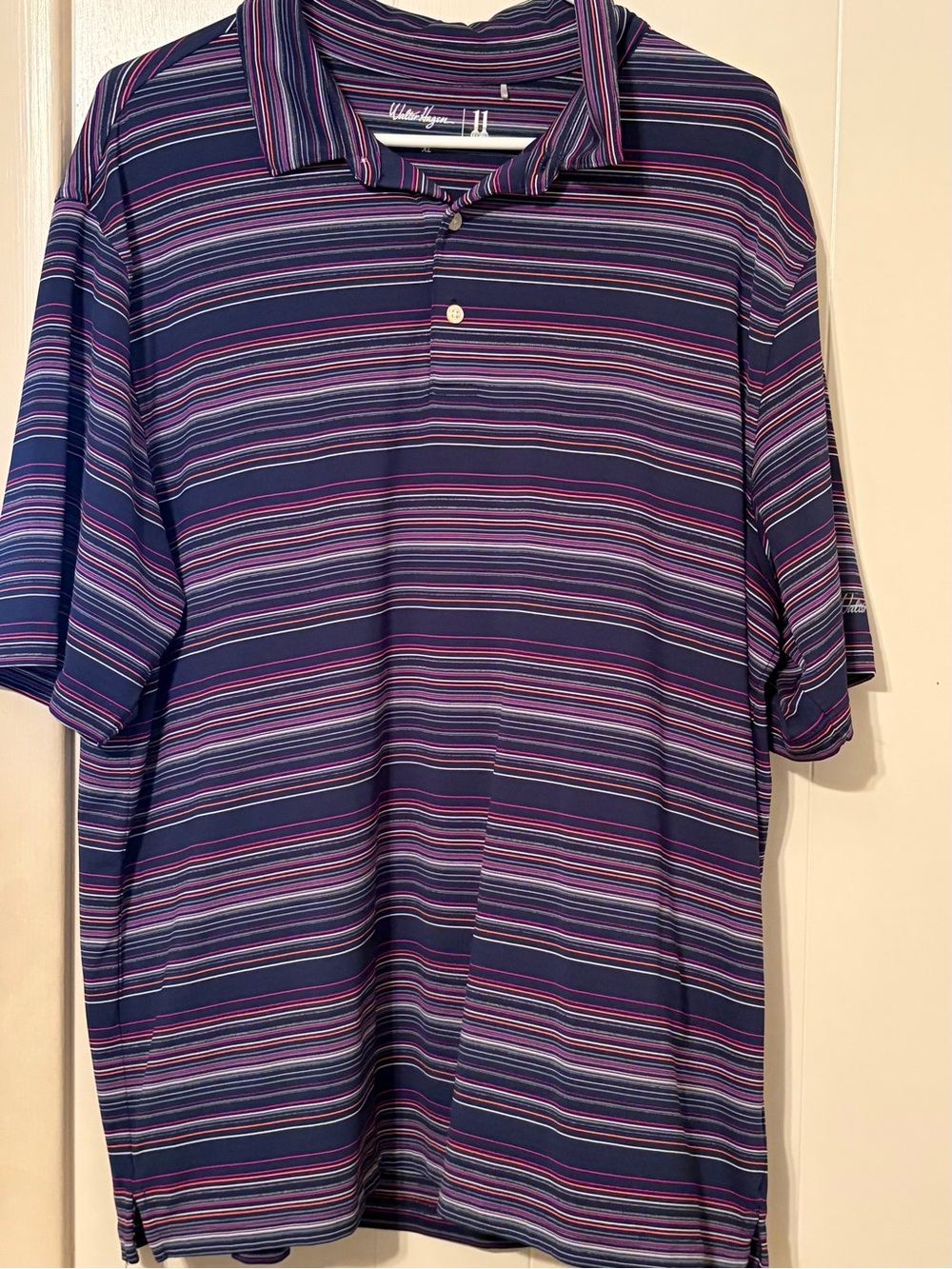 Walter Hagen Men's Navy & Purple Striped Polo